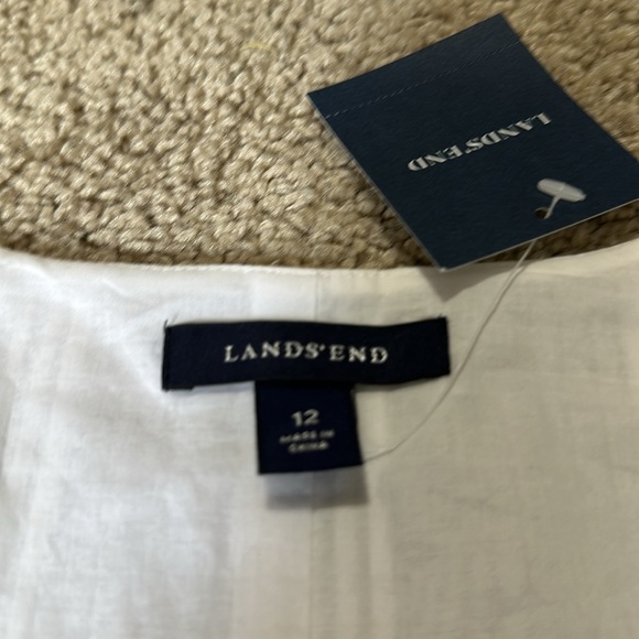 Lands End White Sleeveless Tank Dress Size 12 NWT Lightweight Summer - Picture 4 of 7